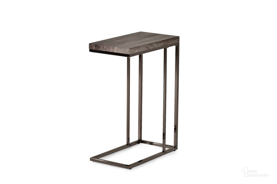 The appearance of Lucia Black Nickel Chairside End Table designed by Steve Silver in the modern / contemporary interior design. This nickel piece of furniture  was selected by 1StopBedrooms from Lucia Collection to add a touch of cosiness and style into your home. Sku: LU150CE. Product Type: End Table. Material: PVC. Image1