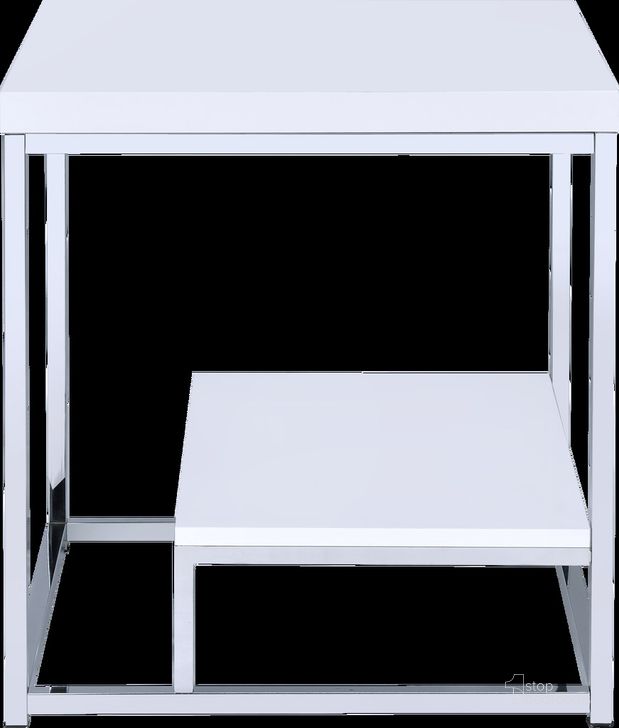 The appearance of Lucia End Table (White) designed by Steve Silver in the modern / contemporary interior design. This white piece of furniture  was selected by 1StopBedrooms from Lucia Collection to add a touch of cosiness and style into your home. Sku: LU450EW. Material: Wood. Product Type: End Table. Image1