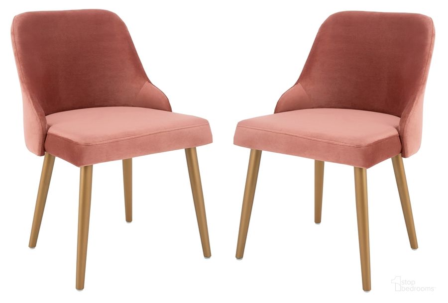 The appearance of Lulu Upholstered Dining Chair DCH6200D Set of 2 designed by Safavieh in the modern / contemporary interior design. This gold dusty rose piece of furniture  was selected by 1StopBedrooms from Safavieh DSK Collection to add a touch of cosiness and style into your home. Sku: DCH6200D-SET2. Material: Metal. Product Type: Dining Chair. Image1