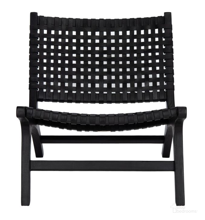 The appearance of Luna Leather Woven Accent Chair ACH1002D designed by Safavieh in the modern / contemporary interior design. This black piece of furniture  was selected by 1StopBedrooms from Luna Collection to add a touch of cosiness and style into your home. Sku: ACH1002D. Material: Wood. Product Type: Accent Chair. Image1