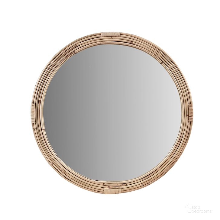 The appearance of Luna Rattan Round Wall Mirror In Natural designed by Olliix in the coastal interior design. This natural piece of furniture  was selected by 1StopBedrooms from Luna Collection to add a touch of cosiness and style into your home. Sku: MT95F-0078. Material: MDF. Product Type: Wall Mirror. Image1