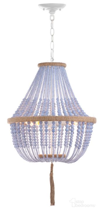 The appearance of Lush Kristi 3-Light Blue Beaded Pendant designed by Safavieh in the modern / contemporary interior design. This blue piece of furniture  was selected by 1StopBedrooms from Lush Collection to add a touch of cosiness and style into your home. Sku: LIT4477A. Product Type: Pendant Lighting. Image1