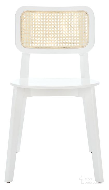 The appearance of Luz Cane Dining Chair Set of 2 in White designed by Safavieh in the transitional interior design. This white piece of furniture  was selected by 1StopBedrooms from Luz Collection to add a touch of cosiness and style into your home. Sku: DCH1006C-SET2. Material: Wood. Product Type: Dining Chair. Image1