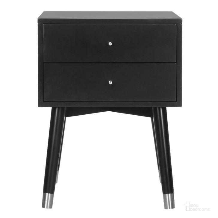 The appearance of Lyla Black and White Mid Century Retro Silver Cap Nightstand designed by Safavieh in the rustic / southwestern interior design. This black/silver piece of furniture  was selected by 1StopBedrooms from Paloma Collection to add a touch of cosiness and style into your home. Sku: FOX6234D. Product Type: Nightstand. Material: Iron. Image1