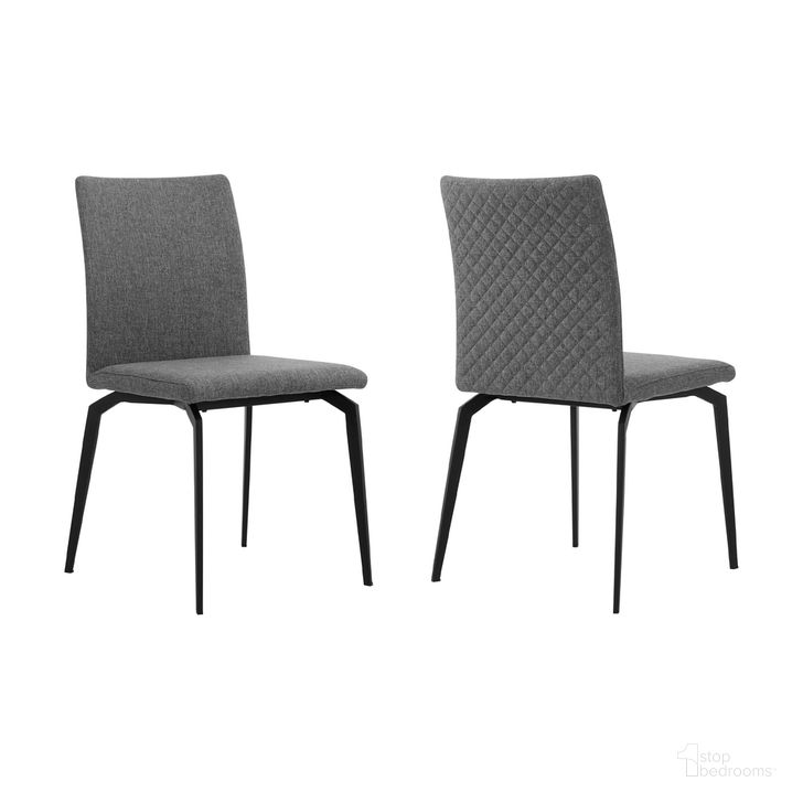 The appearance of Lyon Gray Fabric and Metal Dining Room Chair Set of 2 designed by Armen Living in the modern / contemporary interior design. This gray piece of furniture  was selected by 1StopBedrooms from Lyon Collection to add a touch of cosiness and style into your home. Sku: LCLYSIGREY. Material: Fabric. Product Type: Dining Chair. Image1