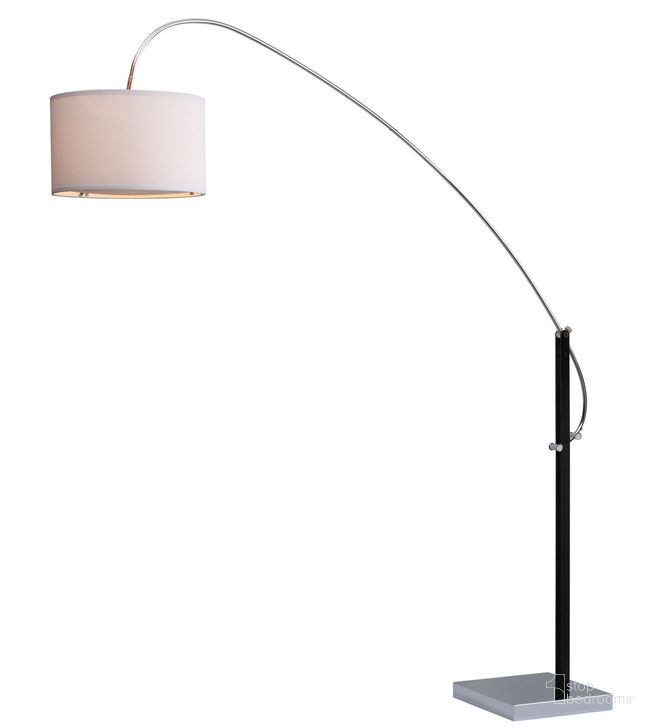 The appearance of Lyra Chrome 111 Inch Adjustable Arc Floor Lamp designed by Safavieh in the transitional interior design. This black and chrome piece of furniture  was selected by 1StopBedrooms from Safavieh LIT Collection to add a touch of cosiness and style into your home. Sku: LIT4353A. Product Type: Floor Lamp. Material: Chrome. Image1