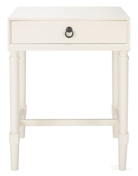 The appearance of Mabel 1 Drawer Accent Table in White designed by Safavieh in the modern / contemporary interior design. This white piece of furniture  was selected by 1StopBedrooms from Mabel Collection to add a touch of cosiness and style into your home. Sku: ACC5721D. Material: Wood. Product Type: Accent Table. Image1