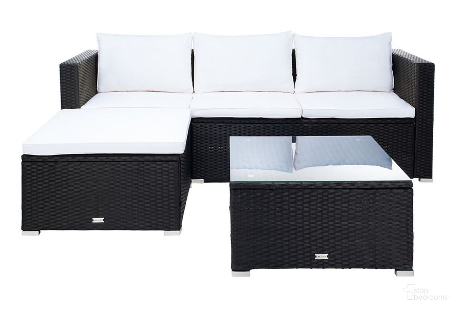 The appearance of Madalina Living Set designed by Safavieh in the transitional interior design. This black and beige piece of furniture  was selected by 1StopBedrooms from Safavieh PAT Collection to add a touch of cosiness and style into your home. Sku: PAT7509A-2BX. Material: Steel. Product Type: Outdoor Conversation Set. Image1