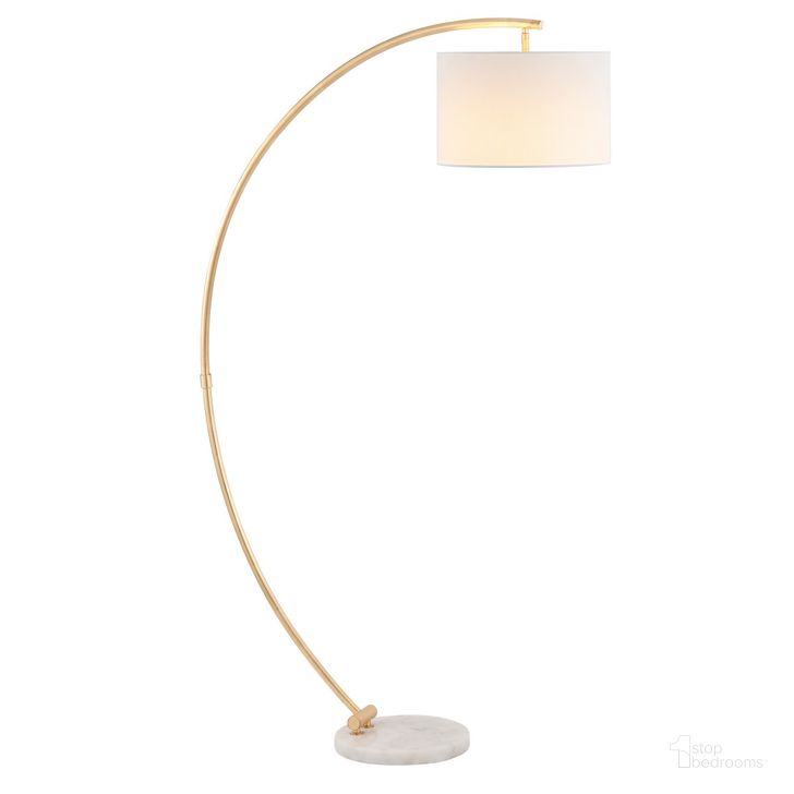The appearance of Madigan Floor Lamp in Gold and White designed by Safavieh in the modern / contemporary interior design. This gold and white piece of furniture  was selected by 1StopBedrooms from Madigan Collection to add a touch of cosiness and style into your home. Sku: FLL4115A. Product Type: Floor Lamp. Material: Iron. Image1