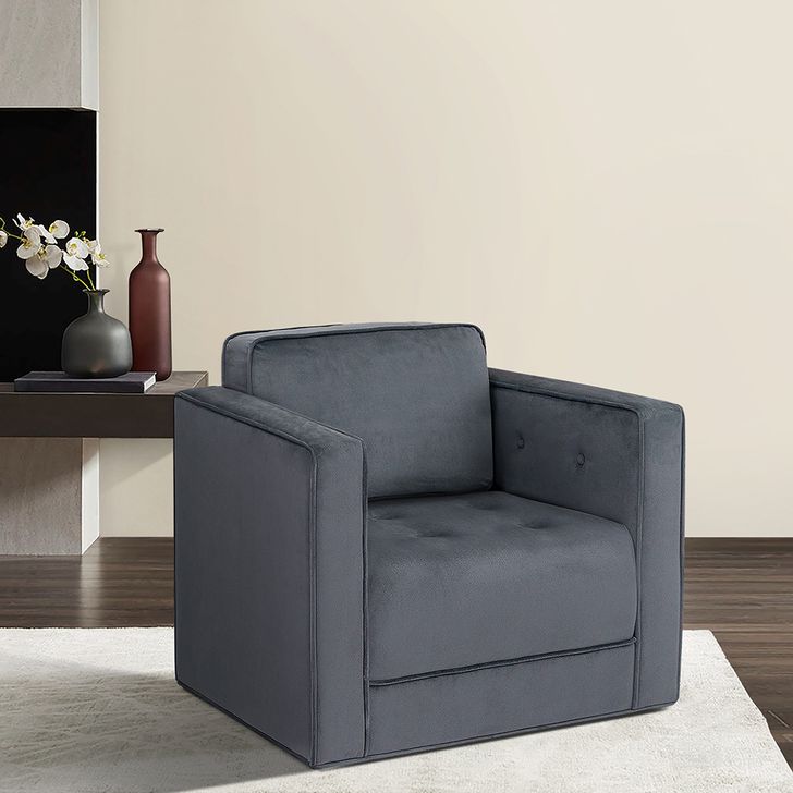 The appearance of Madrid 360 Degree Upholstered Swivel Chair In Gray designed by Olliix in the modern / contemporary interior design. This gray piece of furniture  was selected by 1StopBedrooms from Madrid Collection to add a touch of cosiness and style into your home. Sku: MT103-1188. Product Type: Swivel Chair. Material: Plywood. Image1