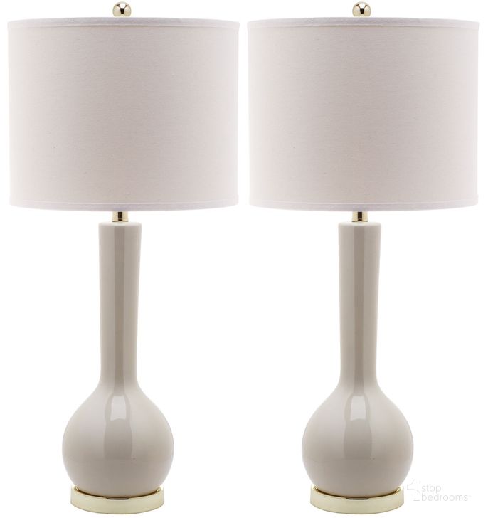 The appearance of Mae Light Grey and Off-White 30.5 Inch Long Neck Ceramic Table Lamp Set of 2 designed by Safavieh in the modern / contemporary interior design. This light grey piece of furniture  was selected by 1StopBedrooms from Mae Collection to add a touch of cosiness and style into your home. Sku: LIT4091F-SET2. Product Type: Table Lamp. Image1