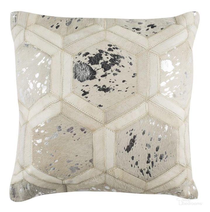 The appearance of Maggie Metallic Cowhide 20X20 Pillow designed by Safavieh in the modern / contemporary interior design. This white and silver piece of furniture  was selected by 1StopBedrooms from Maggie Collection to add a touch of cosiness and style into your home. Sku: PLS242A-2020. Product Type: Pillows and Throw. Image1
