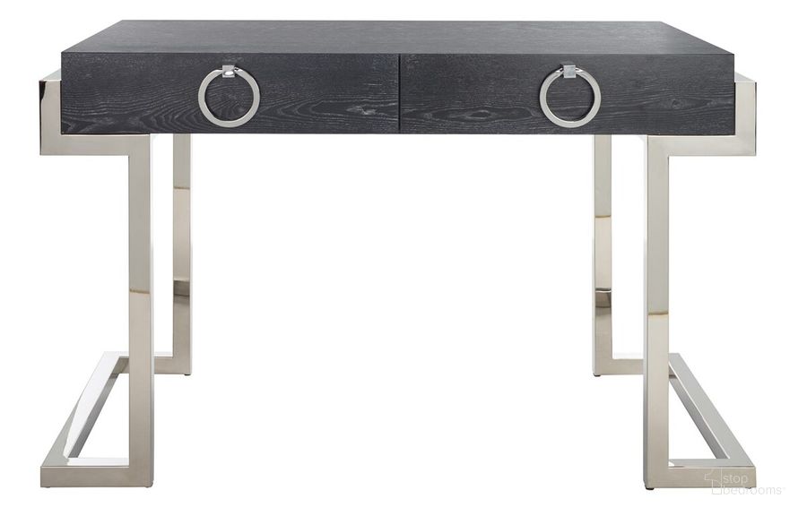 The appearance of Maia 2-Drawer Desk In Black designed by Safavieh Couture in the modern / contemporary interior design. This black piece of furniture  was selected by 1StopBedrooms from Maia Collection to add a touch of cosiness and style into your home. Sku: SFV3504C. Material: Metal. Product Type: Desk. Image1