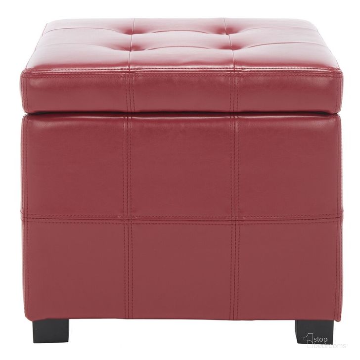 The appearance of Maiden Red and Black 18 Inch Square Tufted Ottoman designed by Safavieh in the modern / contemporary interior design. This red piece of furniture  was selected by 1StopBedrooms from Maiden Collection to add a touch of cosiness and style into your home. Sku: HUD8231R. Material: Wood. Product Type: Ottoman. Image1