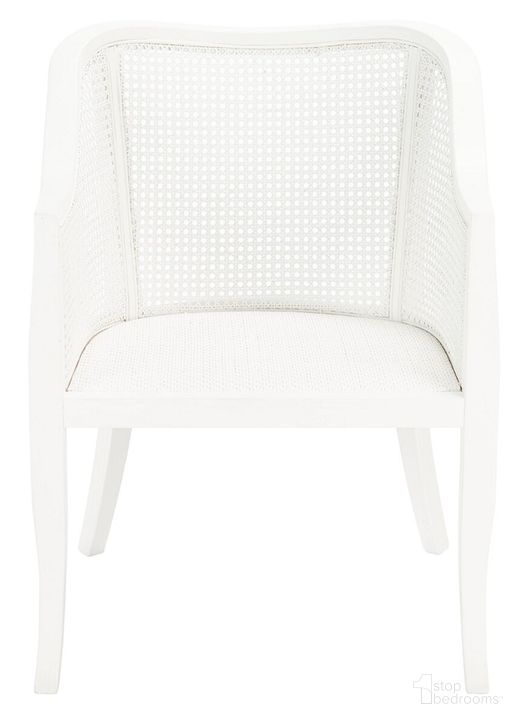 The appearance of Maika White Dining Chair designed by Safavieh in the modern / contemporary interior design. This white piece of furniture  was selected by 1StopBedrooms from Maika Collection to add a touch of cosiness and style into your home. Sku: DCH9500A. Material: Wood. Product Type: Dining Chair. Image1