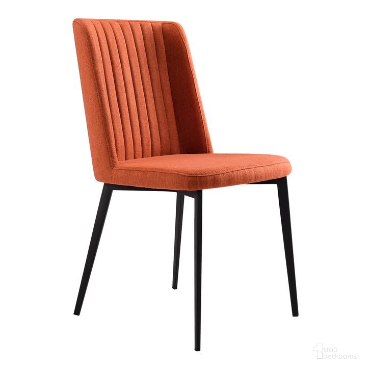 The appearance of Maine Contemporary Dining Chair Set of 2 In Matte Black Finish and Orange Fabric designed by Armen Living in the modern / contemporary interior design. This orange piece of furniture  was selected by 1StopBedrooms from Maine Collection to add a touch of cosiness and style into your home. Sku: LCMNSIOR. Material: Fabric. Product Type: Dining Chair. Image1