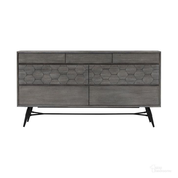 The appearance of Makena 6 Drawer Dresser In Gray Acacia Wood designed by Armen Living in the modern / contemporary interior design. This gray piece of furniture  was selected by 1StopBedrooms from Makena Collection to add a touch of cosiness and style into your home. Sku: LCMKDRTG. Material: Wood. Product Type: Dresser. Image1