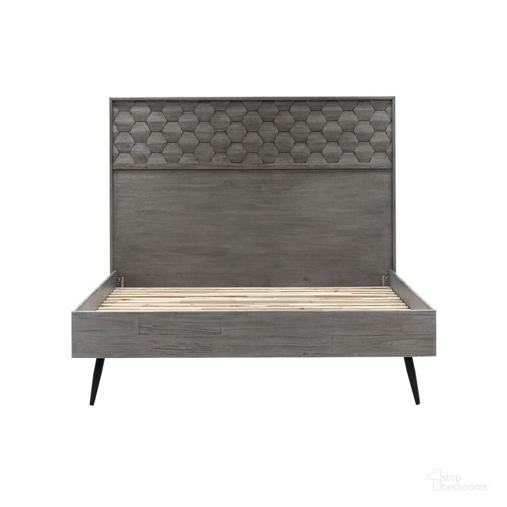 The appearance of Makena Queen Platform Bed Frame In Gray Acacia Wood designed by Armen Living in the modern / contemporary interior design. This gray piece of furniture  was selected by 1StopBedrooms from Makena Collection to add a touch of cosiness and style into your home. Sku: LCMKBDTGQNBX1;LCMKBDTGQNBX2;LCMKBDTGQNBX3. Bed Type: Platform Bed. Material: Wood. Product Type: Platform Bed. Bed Size: Queen. Image1