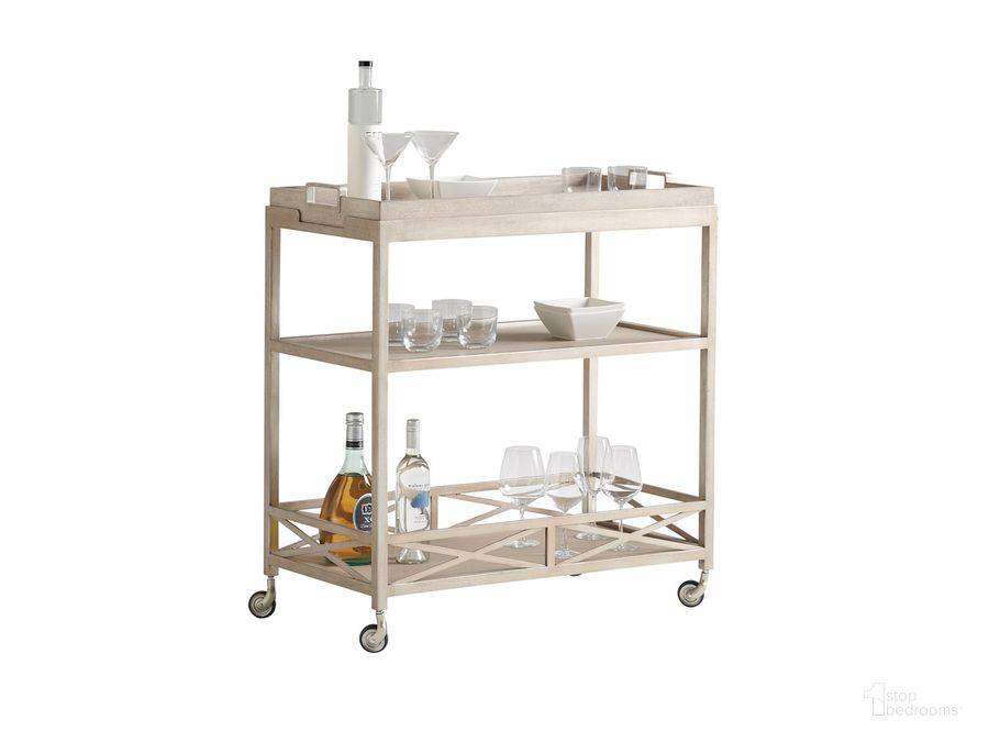 The appearance of Malibu Anacapa Metal Bar Cart designed by Barclay Butera in the modern / contemporary interior design. This white piece of furniture  was selected by 1StopBedrooms from Malibu Collection to add a touch of cosiness and style into your home. Sku: 01-0926-862. Material: Metal. Product Type: Bar Cart. Image1