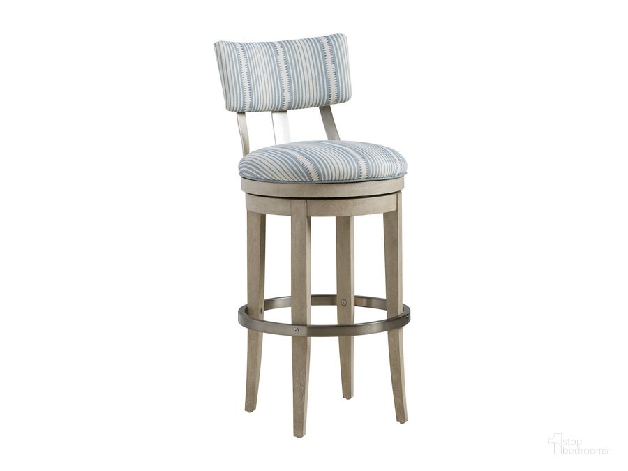 The appearance of Malibu Cliffside Swivel Upholstered Bar Stool designed by Barclay Butera in the modern / contemporary interior design. This dune piece of furniture  was selected by 1StopBedrooms from Malibu Collection to add a touch of cosiness and style into your home. Sku: 01-0926-896-40. Product Type: Barstool. Image1