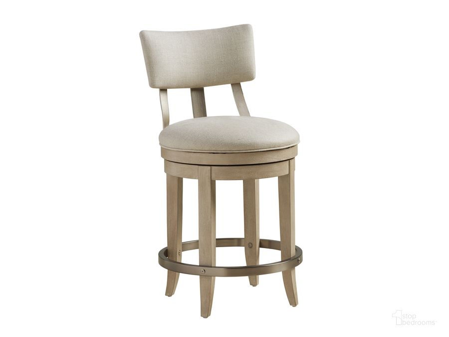 The appearance of Malibu Cliffside Swivel Upholstered Counter Stool 01-0926-895-01 designed by Barclay Butera in the transitional interior design. This white piece of furniture  was selected by 1StopBedrooms from Malibu Collection to add a touch of cosiness and style into your home. Sku: 01-0926-895-01. Product Type: Barstool. Image1