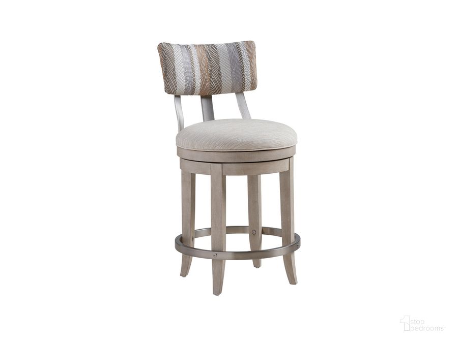 The appearance of Malibu Cliffside Swivel Upholstered Counter Stool designed by Barclay Butera in the modern / contemporary interior design. This gray piece of furniture  was selected by 1StopBedrooms from Malibu Collection to add a touch of cosiness and style into your home. Sku: 01-0926-895-40. Product Type: Barstool. Image1