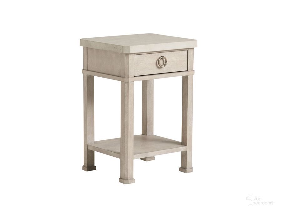 The appearance of Malibu Escondido Night Table 01-0926-622 designed by Barclay Butera in the transitional interior design. This gray piece of furniture  was selected by 1StopBedrooms from Malibu Collection to add a touch of cosiness and style into your home. Sku: 01-0926-622. Product Type: Night Table. Image1