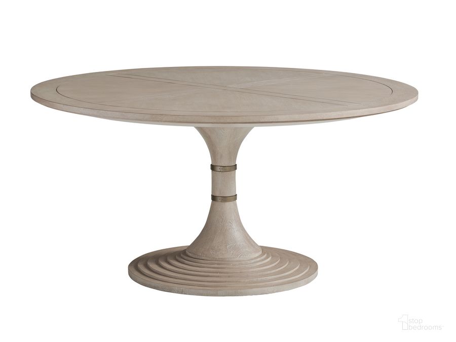 The appearance of Malibu Kingsport Round Dining Table designed by Barclay Butera in the modern / contemporary interior design. This gray piece of furniture  was selected by 1StopBedrooms from Malibu Collection to add a touch of cosiness and style into your home. Sku: 01-0926-875C. Table Base Style: Pedestal. Table Top Shape: Round. Product Type: Dining Table. Size: 60". Image1