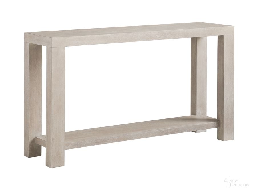 The appearance of Malibu Surfrider Console designed by Barclay Butera in the transitional interior design. This gray piece of furniture  was selected by 1StopBedrooms from Malibu Collection to add a touch of cosiness and style into your home. Sku: 01-0926-966. Product Type: Console. Image1