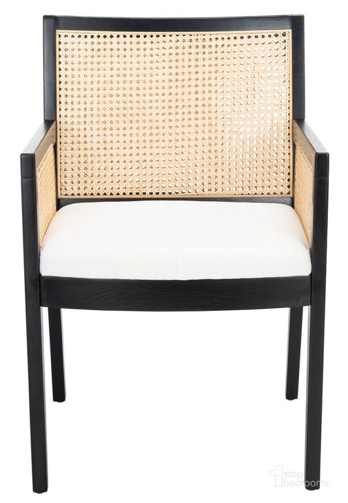 The appearance of Malik Rattan Dining Chair In Black And Natural designed by Safavieh Couture in the modern / contemporary interior design. This black and natural piece of furniture  was selected by 1StopBedrooms from Malik Collection to add a touch of cosiness and style into your home. Sku: SFV4105A. Material: Wood. Product Type: Dining Chair. Image1
