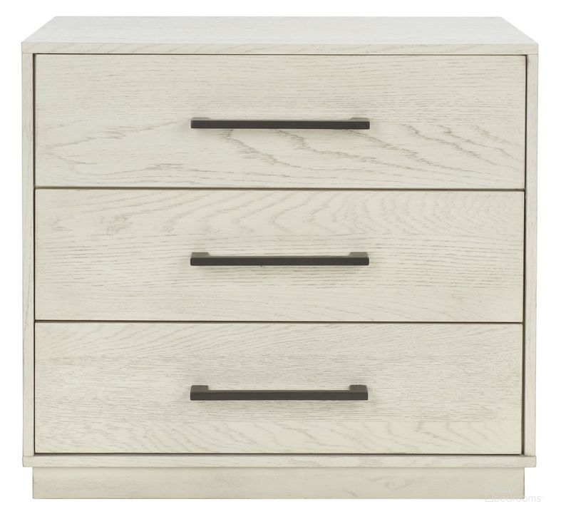 The appearance of Mallory 3 Drawer Nightstand In Washed White designed by Safavieh Couture in the modern / contemporary interior design. This washed white piece of furniture  was selected by 1StopBedrooms from Mallory Collection to add a touch of cosiness and style into your home. Sku: SFV2119B. Product Type: Nightstand. Material: MDF. Image1