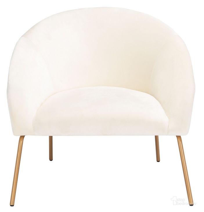 The appearance of Mandi Velvet Accent Chair in Cream designed by Safavieh in the modern / contemporary interior design. This cream piece of furniture  was selected by 1StopBedrooms from Mandi Collection to add a touch of cosiness and style into your home. Sku: ACH6204A. Material: Wood. Product Type: Accent Chair. Image1