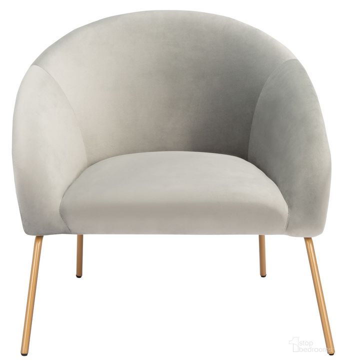 The appearance of Mandi Velvet Accent Chair in Grey and Gold designed by Safavieh in the modern / contemporary interior design. This grey and gold piece of furniture  was selected by 1StopBedrooms from Mandi Collection to add a touch of cosiness and style into your home. Sku: ACH6204C. Material: Wood. Product Type: Accent Chair. Image1