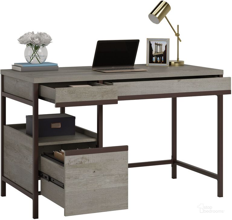 The appearance of Manhattan Gate Desk In Mystic Oak designed by Sauder in the modern / contemporary interior design. This mystic oak piece of furniture  was selected by 1StopBedrooms from Manhattan Gate Collection to add a touch of cosiness and style into your home. Sku: 431127. Product Type: Desk. Material: Engineered Wood. Image1