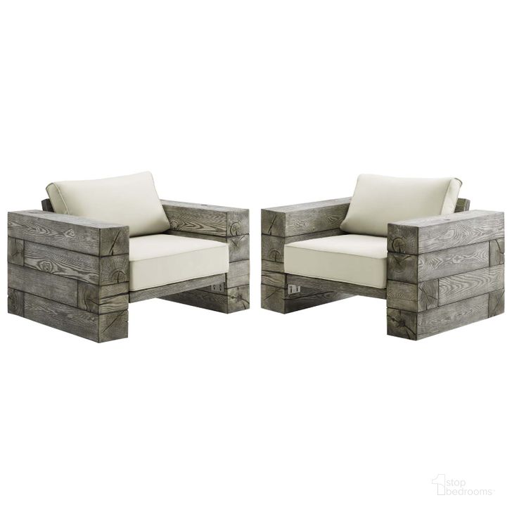 The appearance of Manteo Light Gray Beige Rustic Coastal Outdoor Patio Lounge Arm Chair Set of 2 designed by Modway in the modern / contemporary interior design. This light gray beige piece of furniture  was selected by 1StopBedrooms from Manteo Collection to add a touch of cosiness and style into your home. Sku: EEI-3653-LGR-BEI. Material: Wood. Product Type: Outdoor Dining Chair. Image1