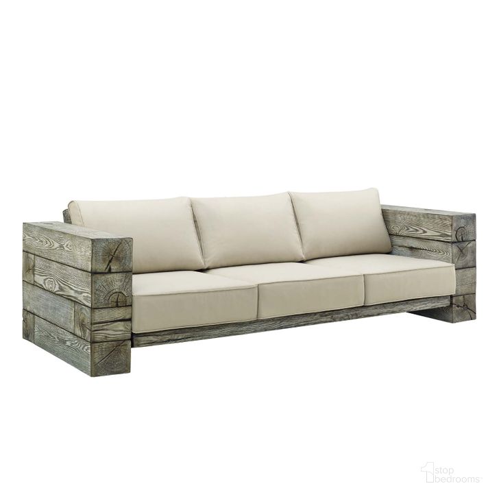 The appearance of Manteo Light Gray Beige Rustic Coastal Outdoor Patio Sunbrella Sofa designed by Modway in the modern / contemporary interior design. This light gray beige piece of furniture  was selected by 1StopBedrooms from Manteo Collection to add a touch of cosiness and style into your home. Sku: EEI-3565-LGR-BEI. Material: Wood. Product Type: Outdoor Sofa & Loveseat. Image1