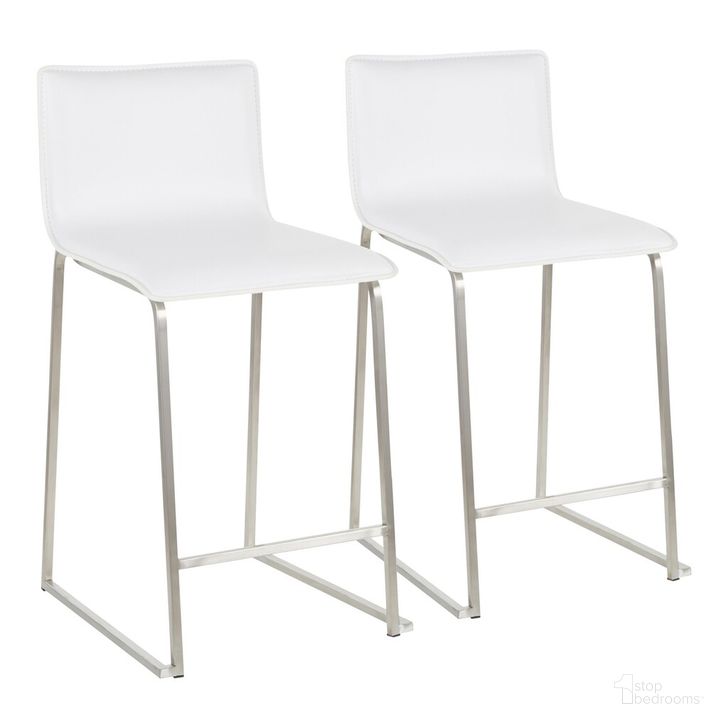 The appearance of Mara Counter Stool Set of 2 In White designed by Lumisource in the modern / contemporary interior design. This white piece of furniture  was selected by 1StopBedrooms from Mara Collection to add a touch of cosiness and style into your home. Sku: B26-MARAUP SSW2. Material: Leather. Product Type: Barstool. Image1