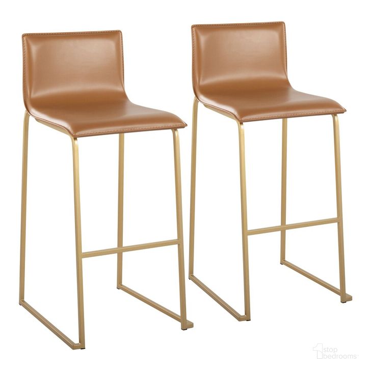The appearance of Mara Barstool Set of 2 In Gold designed by Lumisource in the modern / contemporary interior design. This camel piece of furniture  was selected by 1StopBedrooms from Mara Collection to add a touch of cosiness and style into your home. Sku: B30-MARAUP AUCAM2. Material: Leather. Product Type: Barstool. Image1