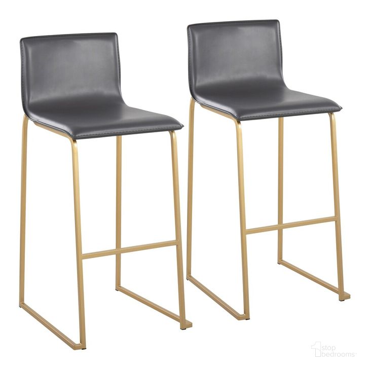 The appearance of Mara Barstool Set of 2 In Gold designed by Lumisource in the modern / contemporary interior design. This dark gray piece of furniture  was selected by 1StopBedrooms from Mara Collection to add a touch of cosiness and style into your home. Sku: B30-MARAUP AUGY2. Material: Leather. Product Type: Barstool. Image1