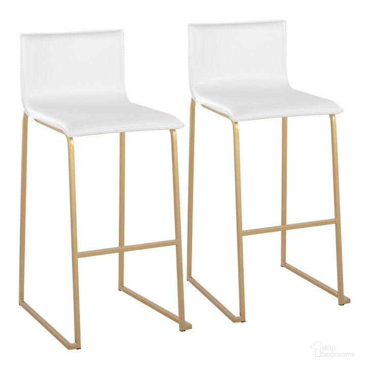 The appearance of Mara Barstool Set of 2 In Gold designed by Lumisource in the modern / contemporary interior design. This white piece of furniture  was selected by 1StopBedrooms from Mara Collection to add a touch of cosiness and style into your home. Sku: B30-MARAUP AUW2. Material: Leather. Product Type: Barstool. Image1
