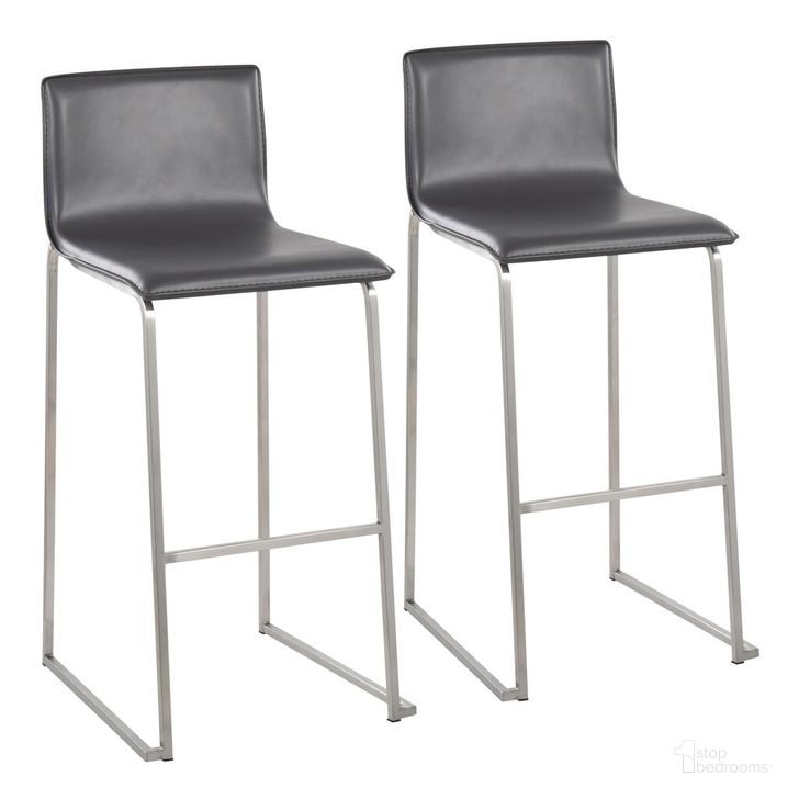The appearance of Mara Barstool Set of 2 In Steel designed by Lumisource in the modern / contemporary interior design. This dark gray piece of furniture  was selected by 1StopBedrooms from Mara Collection to add a touch of cosiness and style into your home. Sku: B30-MARAUP SSGY2. Material: Leather. Product Type: Barstool. Image1