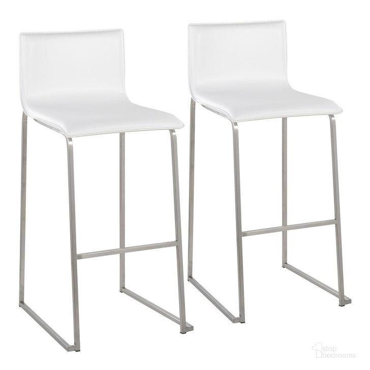 The appearance of Mara Barstool Set of 2 In Steel designed by Lumisource in the modern / contemporary interior design. This white piece of furniture  was selected by 1StopBedrooms from Mara Collection to add a touch of cosiness and style into your home. Sku: B30-MARAUP SSW2. Material: Leather. Product Type: Barstool. Image1