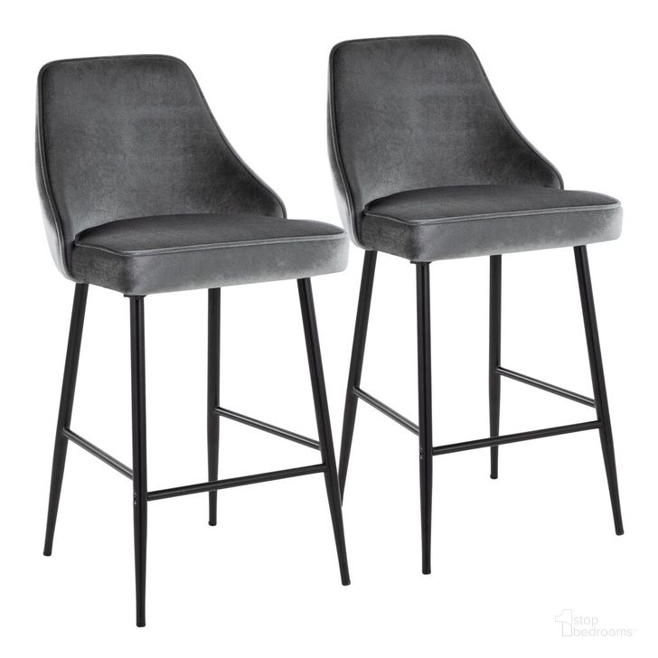 The appearance of Marcel Counter Stool Set of 2 In Black designed by Lumisource in the modern / contemporary interior design. This black piece of furniture  was selected by 1StopBedrooms from Marcel Collection to add a touch of cosiness and style into your home. Sku: B25-MARCEL BKVBU2. Material: Metal. Product Type: Barstool. Image1