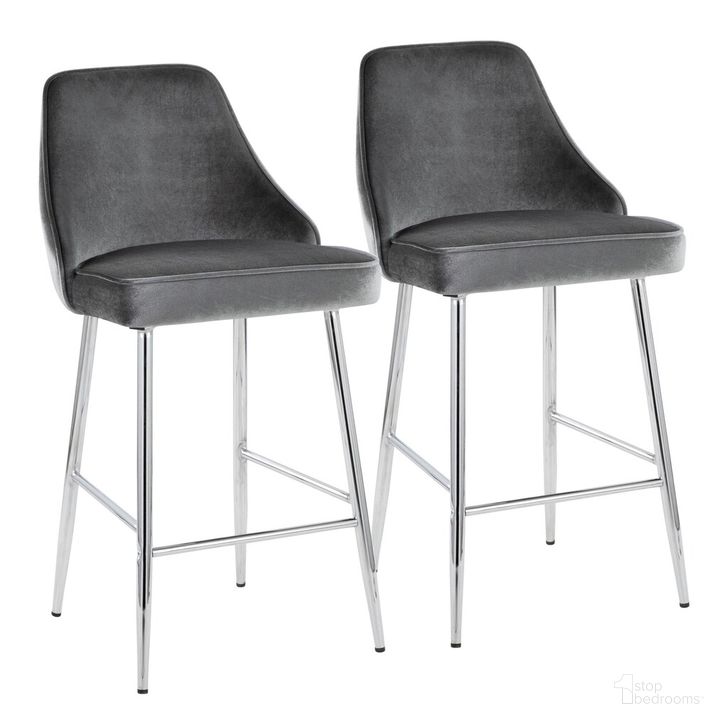 The appearance of Marcel Counter Stool Set of 2 In Chrome designed by Lumisource in the modern / contemporary interior design. This chrome piece of furniture  was selected by 1StopBedrooms from Marcel Collection to add a touch of cosiness and style into your home. Sku: B25-MARCEL VBU2. Material: Metal. Product Type: Barstool. Image1