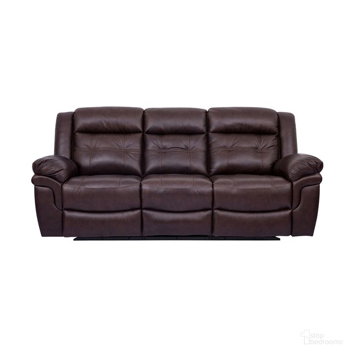 The appearance of Marcel Manual Reclining Sofa In Dark Brown Leather designed by Armen Living in the modern / contemporary interior design. This dark brown piece of furniture  was selected by 1StopBedrooms from Marcel Collection to add a touch of cosiness and style into your home. Sku: LCMC3BR. Material: Leather. Product Type: Sofa. Image1