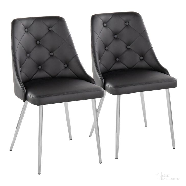 The appearance of Marche Chair Set of 2 In Black and Chrome designed by Lumisource in the modern / contemporary interior design. This black and chrome piece of furniture  was selected by 1StopBedrooms from Marche Collection to add a touch of cosiness and style into your home. Sku: CH-MARCHEPU-HLF2 CHRBK2. Material: Leather. Product Type: Dining Chair. Image1