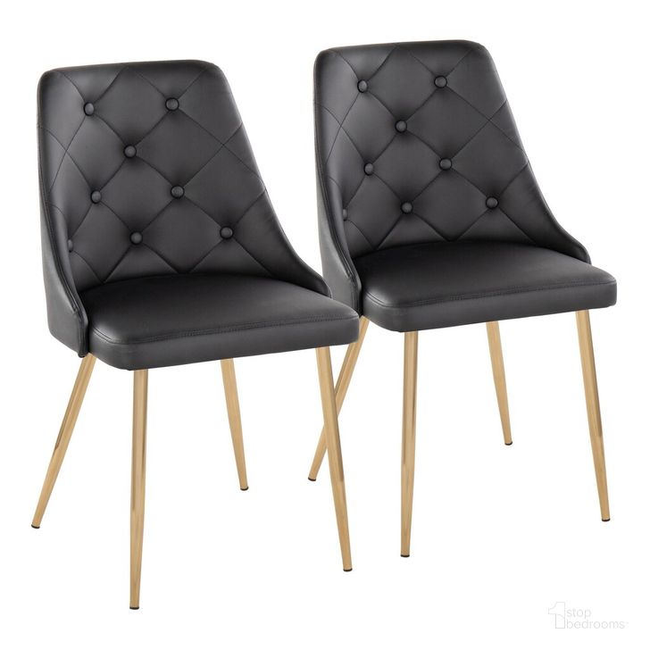 The appearance of Marche Chair Set of 2 In Black and Gold designed by Lumisource in the modern / contemporary interior design. This black and gold piece of furniture  was selected by 1StopBedrooms from Marche Collection to add a touch of cosiness and style into your home. Sku: CH-MARCHEPU-HLF2 AUBK2. Material: Leather. Product Type: Dining Chair. Image1