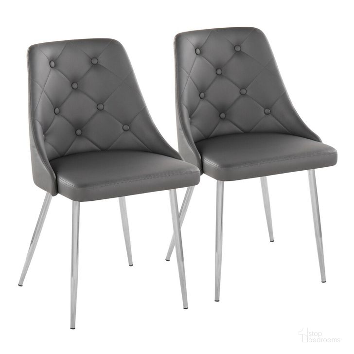The appearance of Marche Chair Set of 2 In Weathered Grey and Chrome designed by Lumisource in the modern / contemporary interior design. This weathered grey/chrome piece of furniture  was selected by 1StopBedrooms from Marche Collection to add a touch of cosiness and style into your home. Sku: CH-MARCHEPU-HLF2 CHRGY2. Material: Leather. Product Type: Dining Chair. Image1