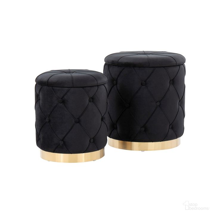 The appearance of Marche Nesting Ottoman Set In Black Velvet designed by Lumisource in the modern / contemporary interior design. This black velvet piece of furniture  was selected by 1StopBedrooms from Marche Collection to add a touch of cosiness and style into your home. Sku: OT2-MARCHE AUVBK. Material: Metal. Product Type: Ottoman. Image1