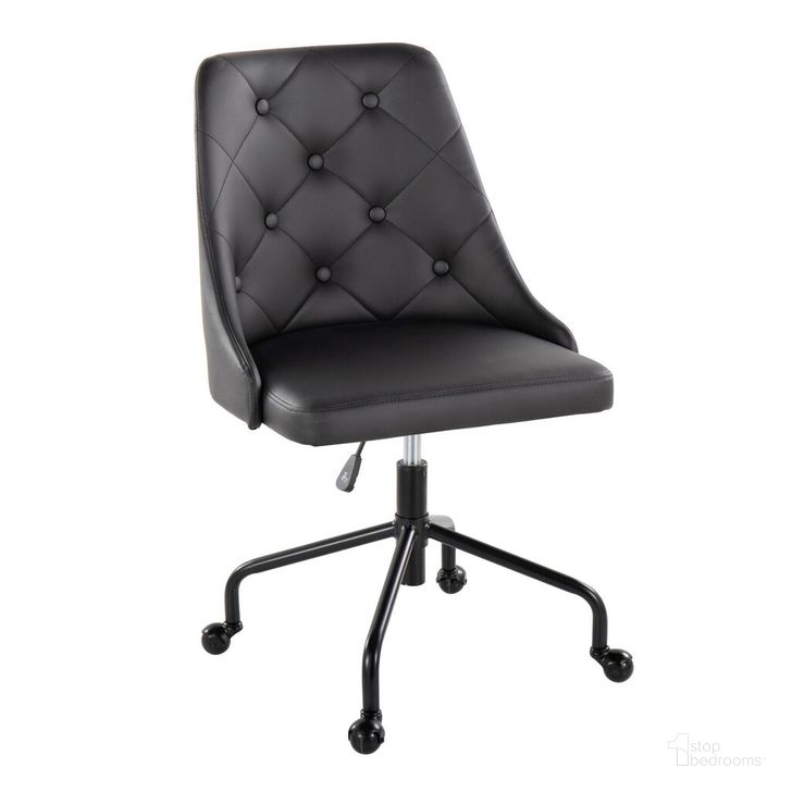 The appearance of Marche Office Chair In Black designed by Lumisource in the modern / contemporary interior design. This black piece of furniture  was selected by 1StopBedrooms from Marche Collection to add a touch of cosiness and style into your home. Sku: OFC-MARCHEPU-CASTAR1 BKBK1. Material: Leather. Product Type: Office Chair. Image1
